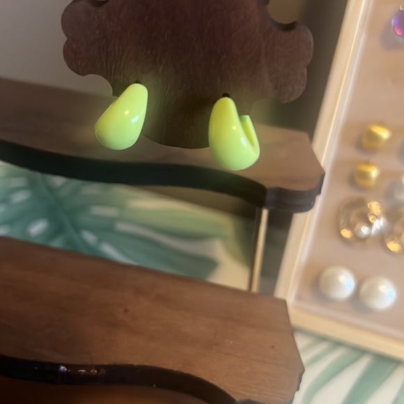 Candy Green Letter C-Shaped Stud Earrings - Picture 2 of 6